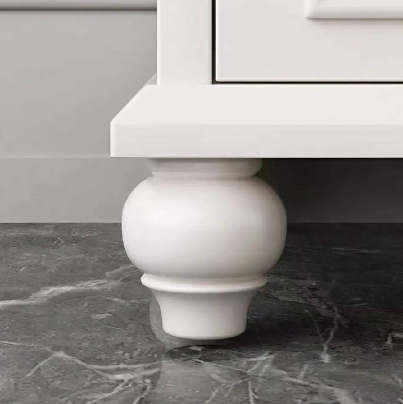 White Wooden Sideboard with 3 Drawers and Cabinets Image - 16