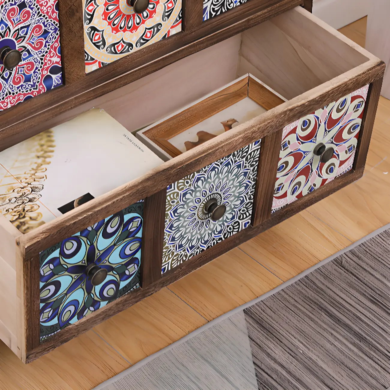 Mid-Century Modern Cabinet with Decorative patterns for Home Image - 14 | homeyfad