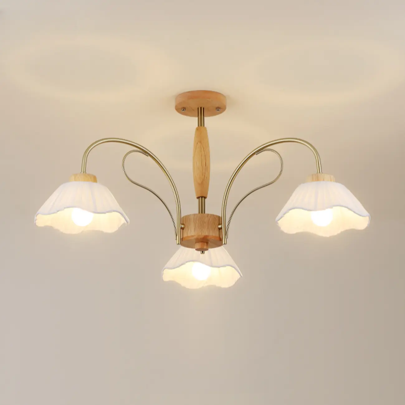 Floral Fabric Ceiling Light for Living Room in Natural Finish | homeyfad