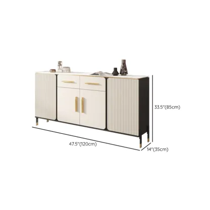 Glam White Sideboard with Stone Top and Drawers #size