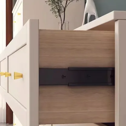 White Wooden Sideboard with 3 Drawers and Cabinets Image - 17