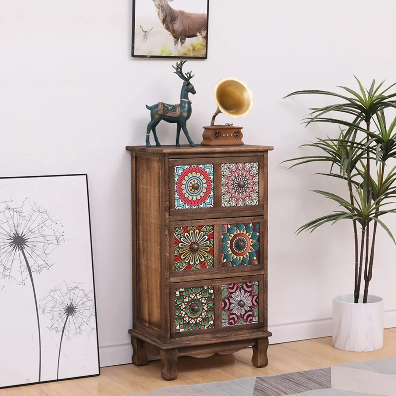 Mid-Century Modern Cabinet with Decorative patterns for Home Image - 15