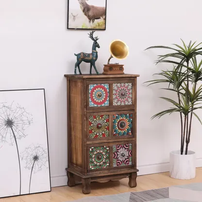 Mid-Century Modern Cabinet with Decorative patterns for Home Image - 15