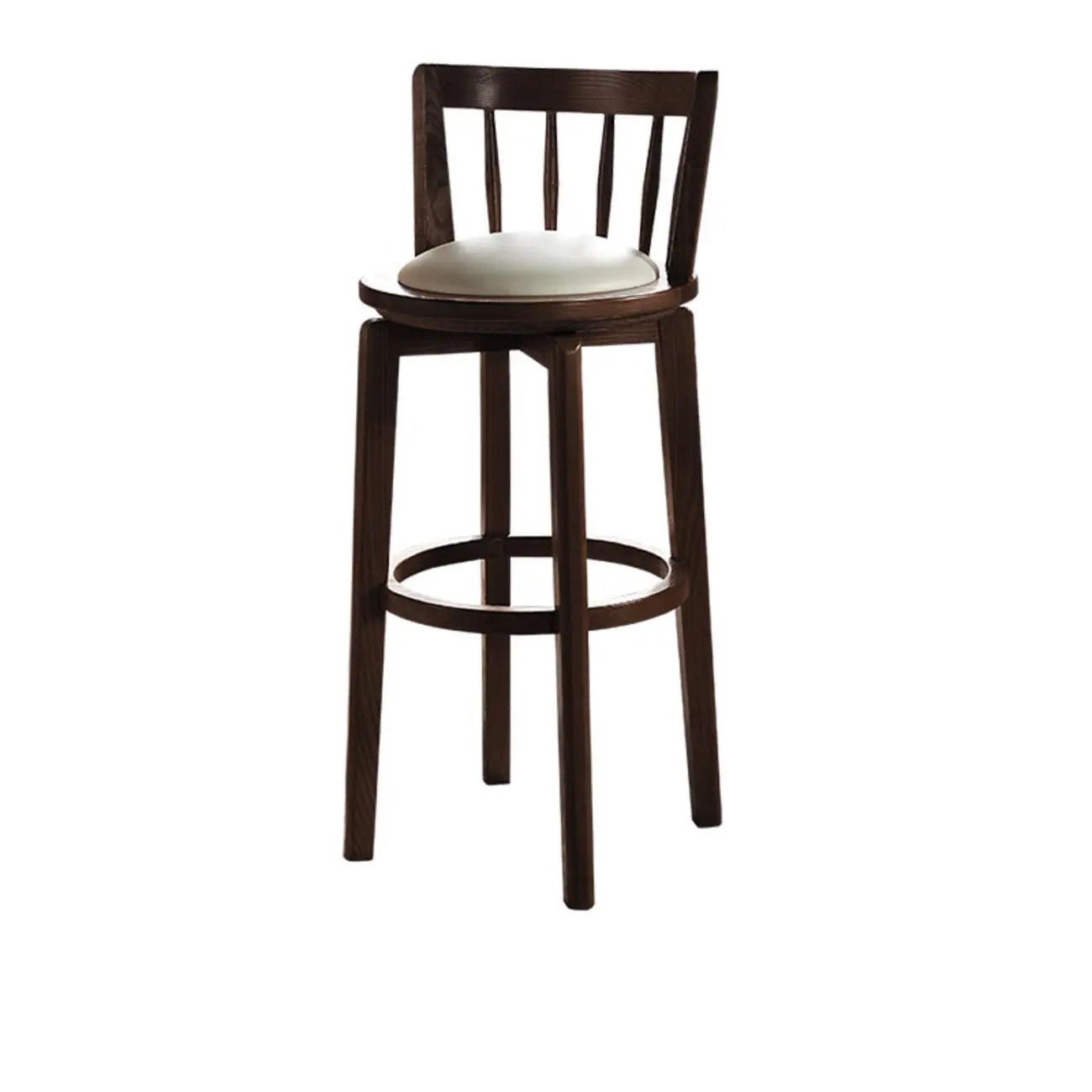 Mid-century Modern Wooden Upholstered Round Swivel Bar Stools Image - 22 | homeyfad