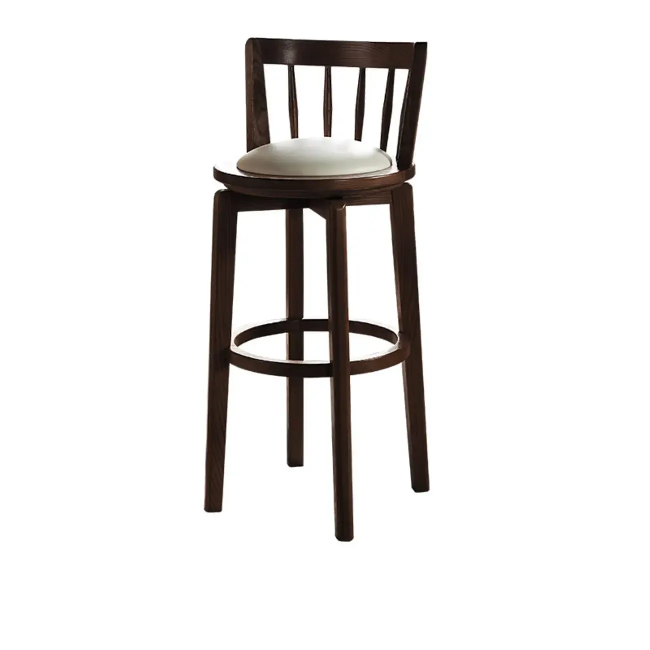 Mid-century Modern Wooden Upholstered Round Swivel Bar Stools Image - 22