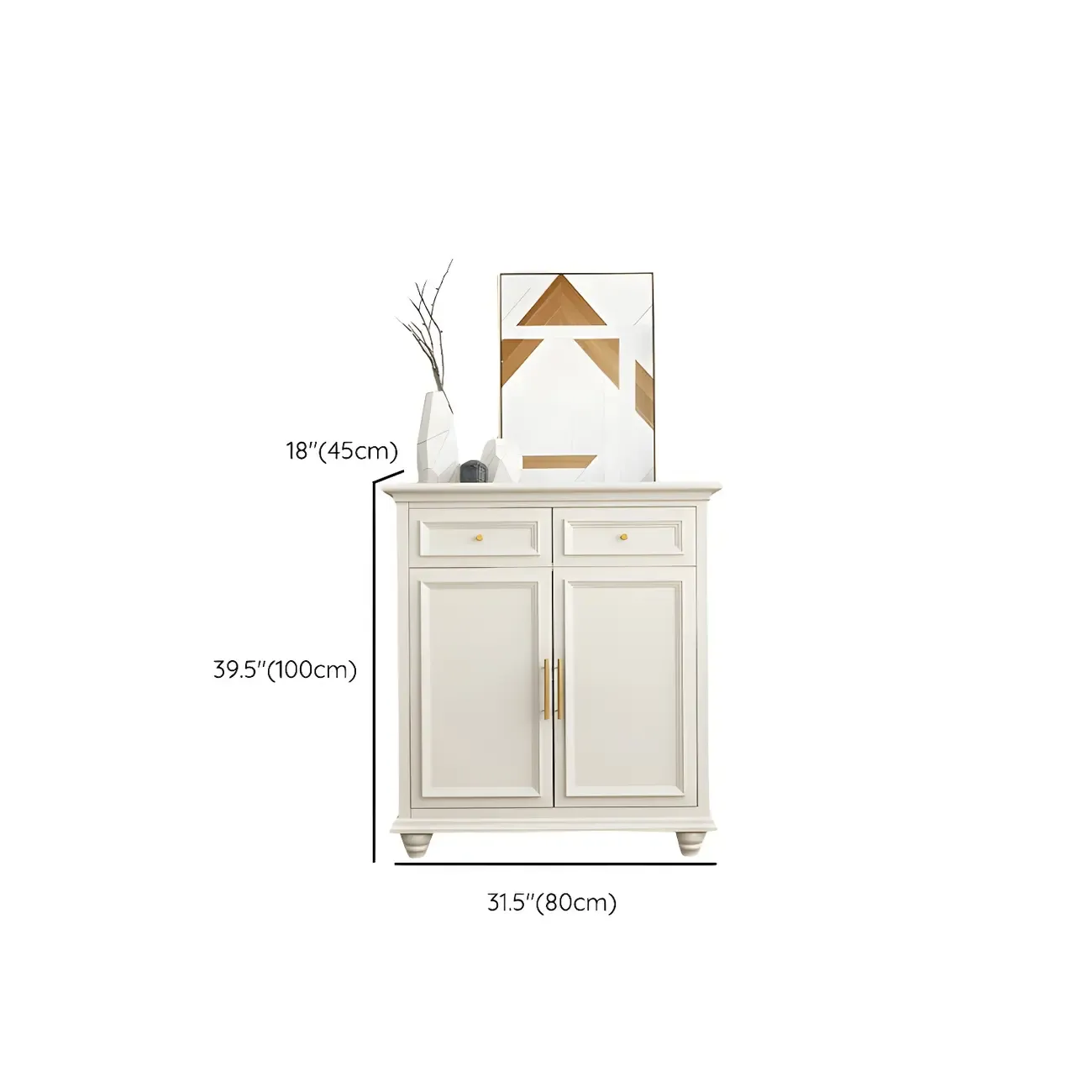 White Wooden Sideboard with 3 Drawers and Cabinets Image - 20