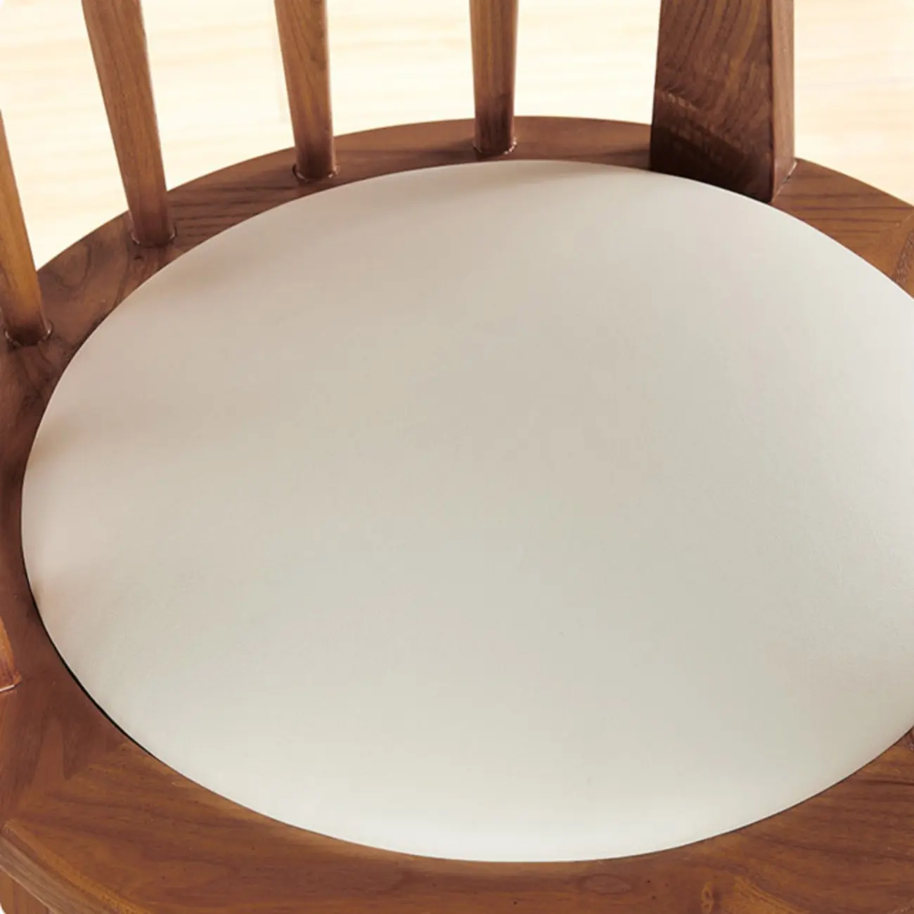 Mid-century Modern Wooden Upholstered Round Swivel Bar Stools Image - 9 | homeyfad