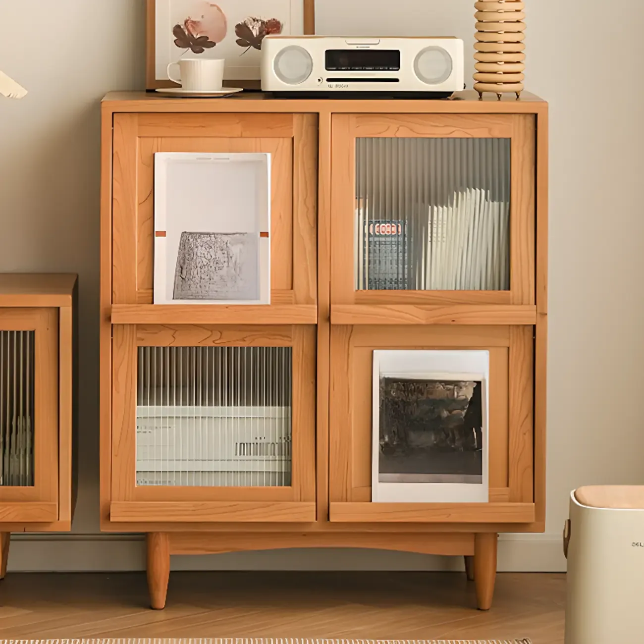 Standard Wooden Book Cabinet for Home, Natural Finish Image - 6