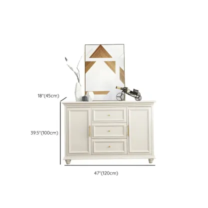 White Wooden Sideboard with 3 Drawers and Cabinets Image - 22