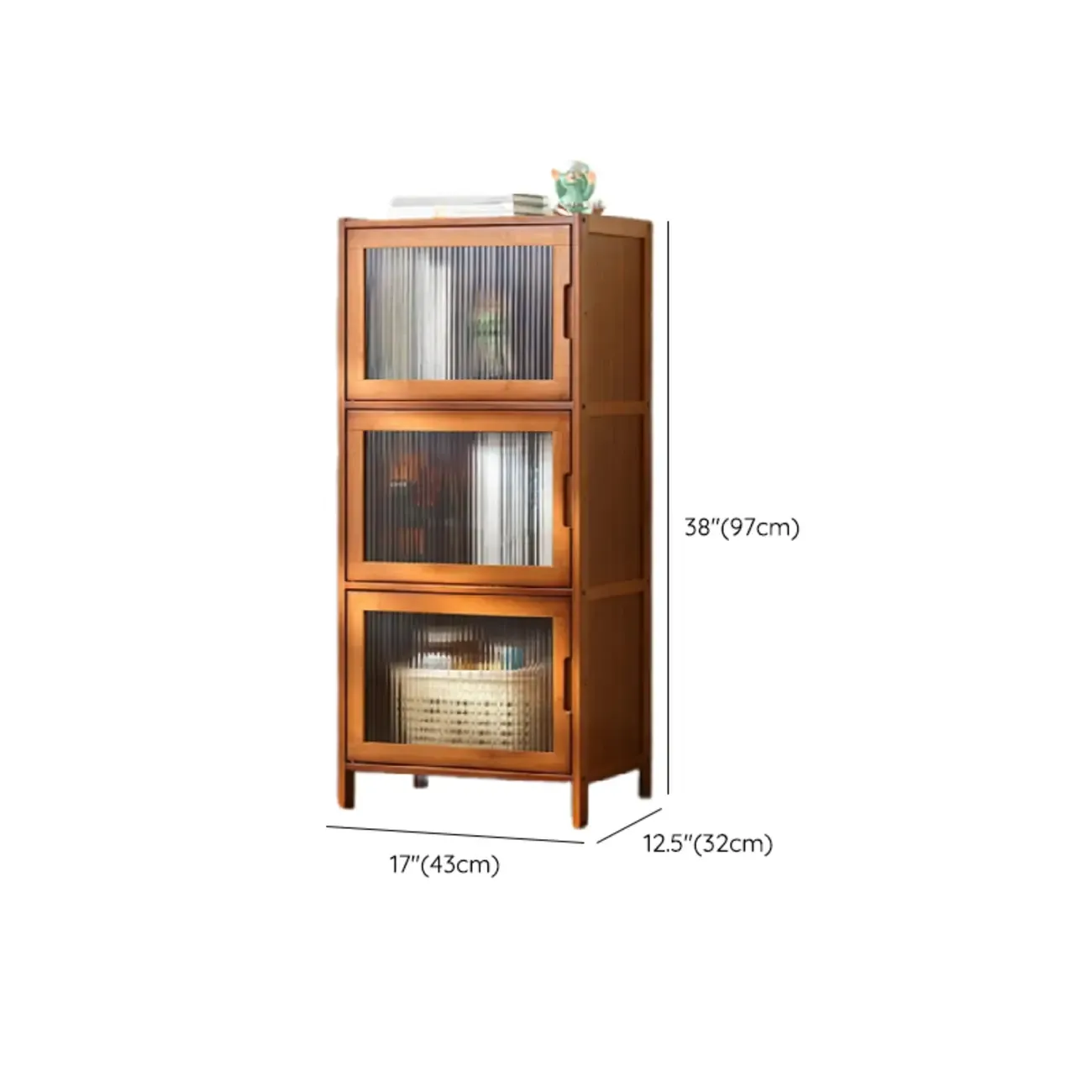 Wooden Bamboo Brown Storage Cabinets with Squared Legs Image - 22
