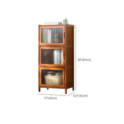 Wooden Bamboo Brown Storage Cabinets with Squared Legs Image - 22