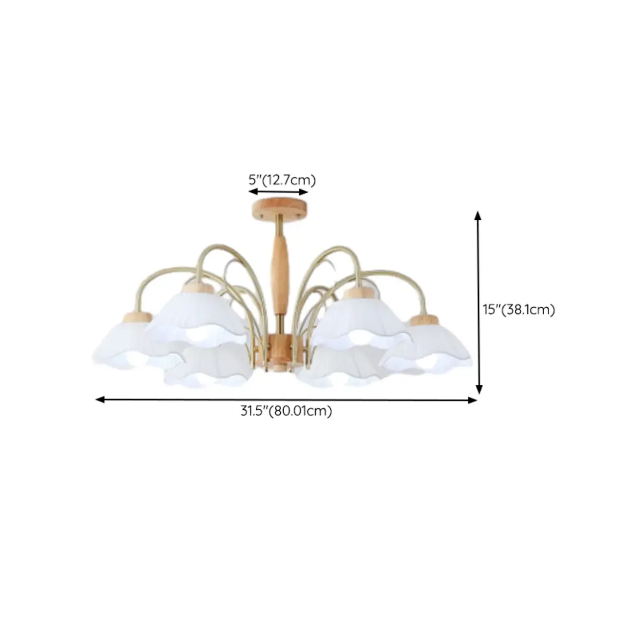 Floral Fabric Ceiling Light for Living Room in Natural Finish