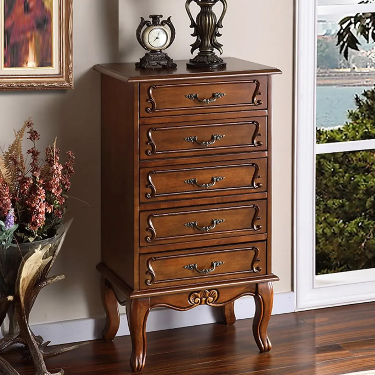 Mid-Century Solid Wood Accent Cabinet for Bedroom Storage Image - 1 | homeyfad