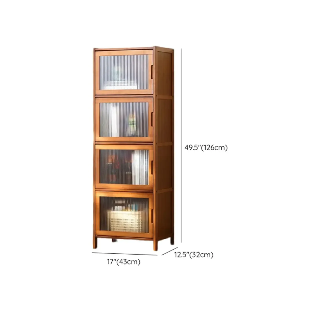 Wooden Bamboo Brown Storage Cabinets with Squared Legs Image - 23