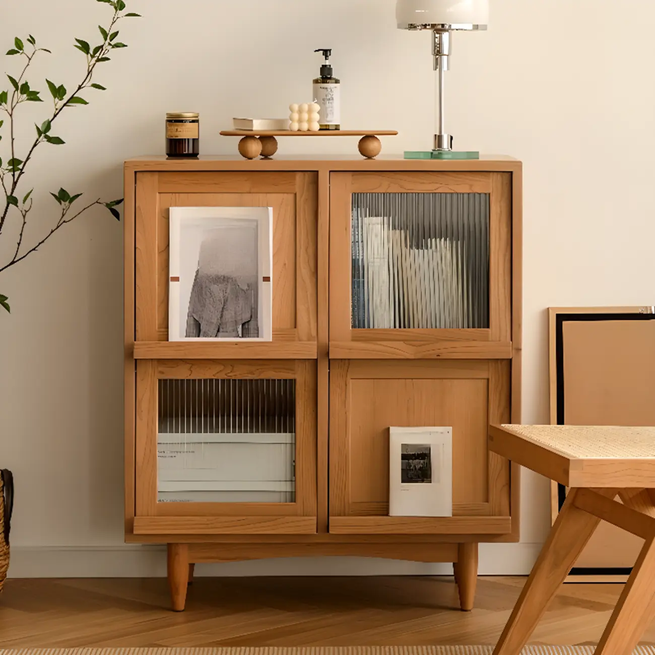 Standard Wooden Book Cabinet for Home,  Natural Finish  Image - 1 | homeyfad