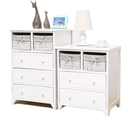 Modern Small Accent Cabinet with Drawers & Exterior Shelf Image - 6
