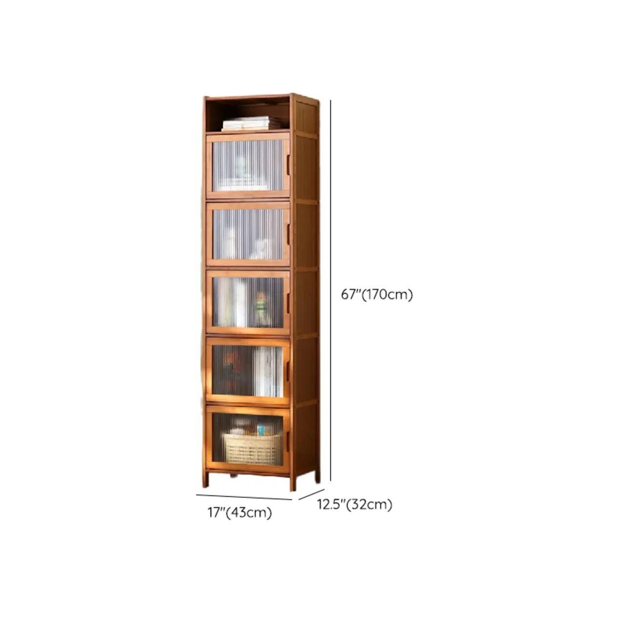 Wooden Bamboo Brown Storage Cabinets with Squared Legs Image - 25 | homeyfad
