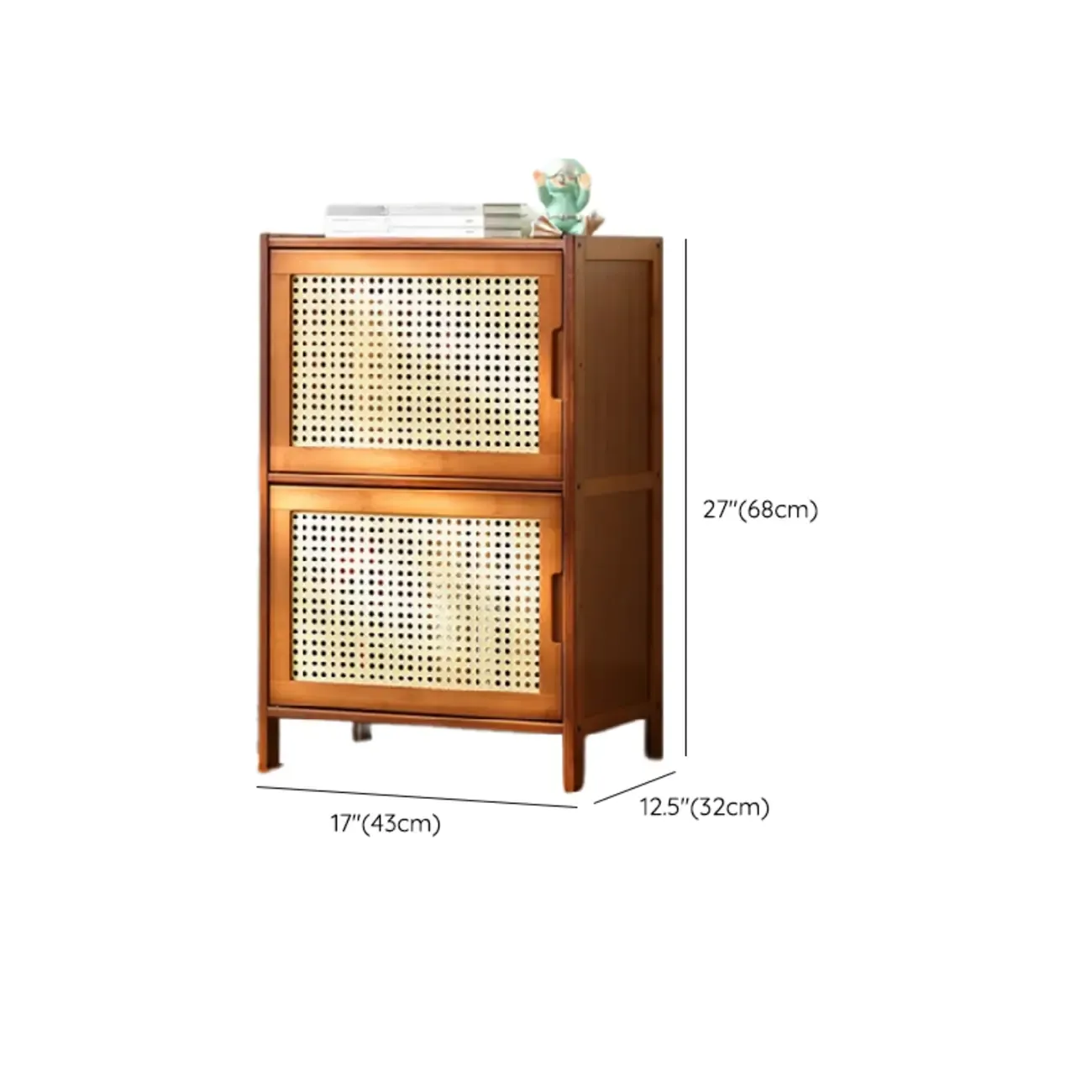 Wooden Bamboo Brown Storage Cabinets with Squared Legs Image - 26