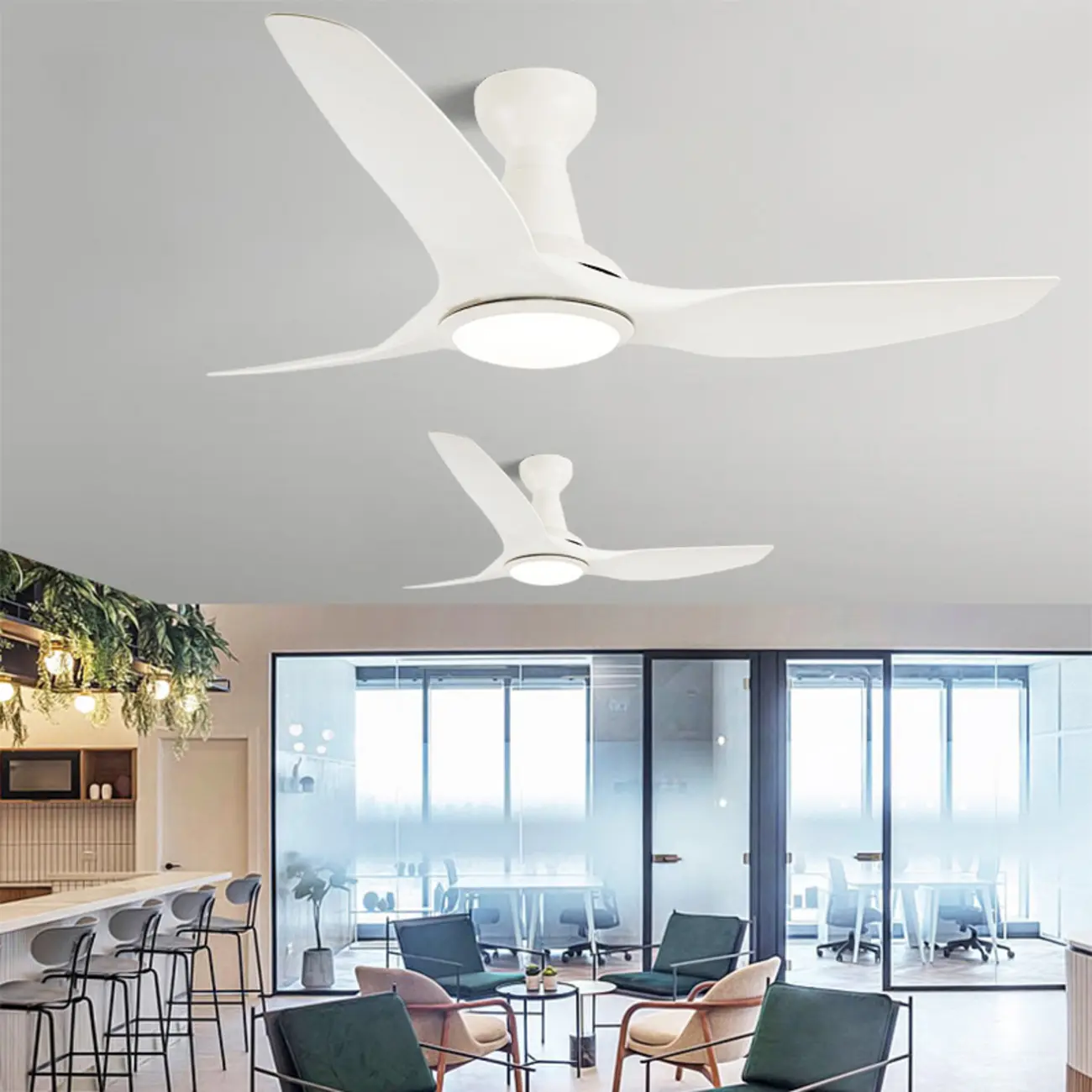 3-Blade White Indoor LED Ceiling Fan with Light Remote Image - 1 | homeyfad