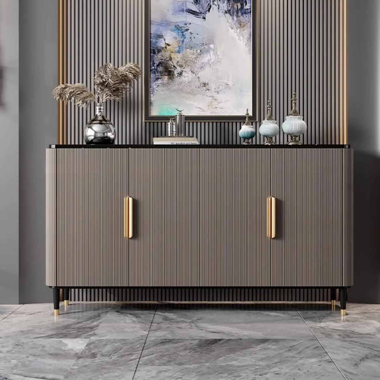 35.5" Glam Wooden Accent Cabinet for Living Room Decor Image - 1 | homeyfad