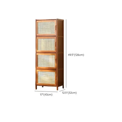 Wooden Bamboo Brown Storage Cabinets with Squared Legs Image - 28