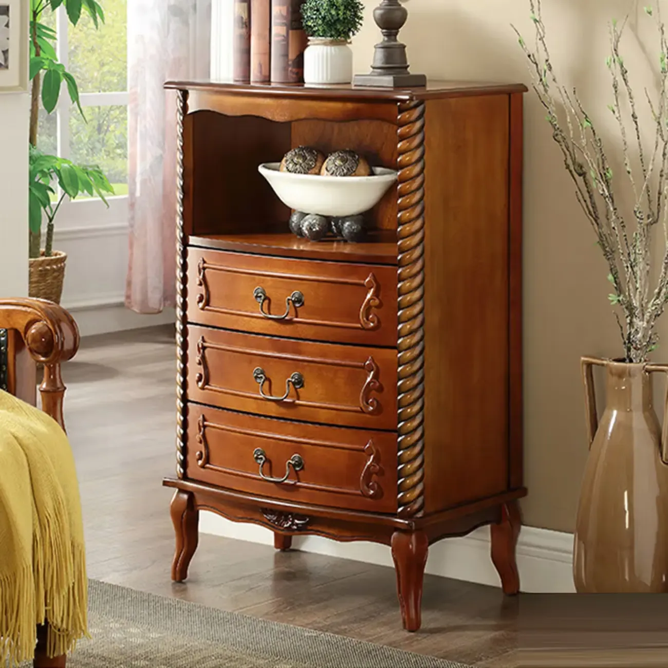 Mid-Century Solid Wood Accent Cabinet for Bedroom Storage Image - 5