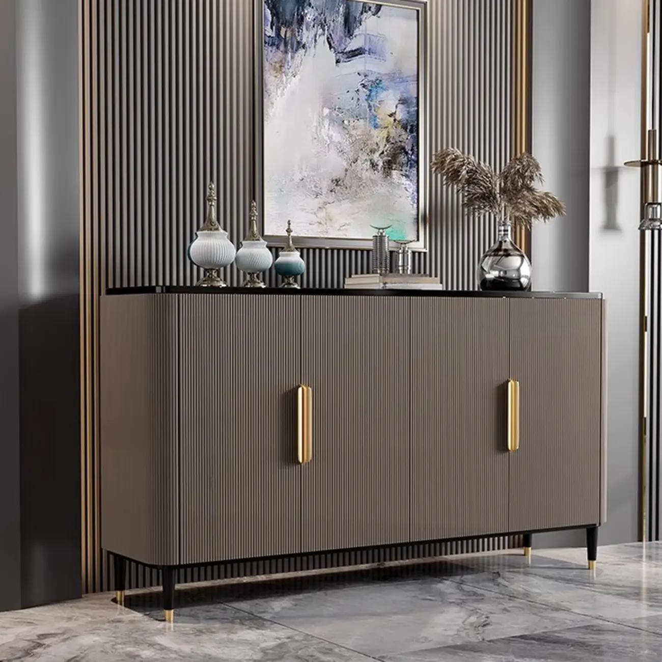 35.5" Glam Wooden Accent Cabinet for Living Room Decor Image - 2 | homeyfad