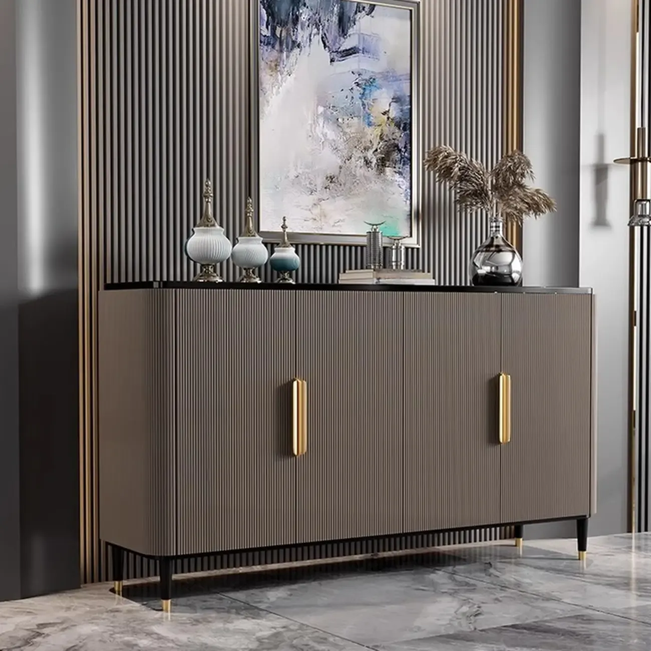 35.5" Glam Wooden Accent Cabinet for Living Room Decor Image - 2