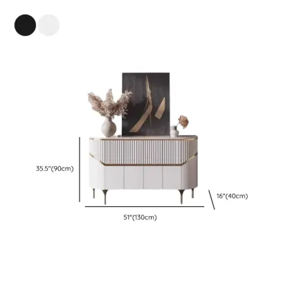 Modern White/Black Buffet Table with Cabinets #size