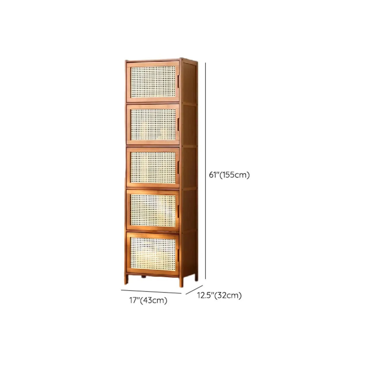 Wooden Bamboo Brown Storage Cabinets with Squared Legs Image - 29