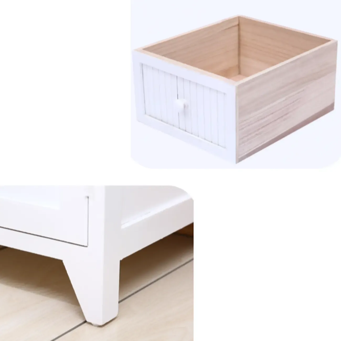 Modern Small Accent Cabinet with Drawers & Exterior Shelf Image - 10