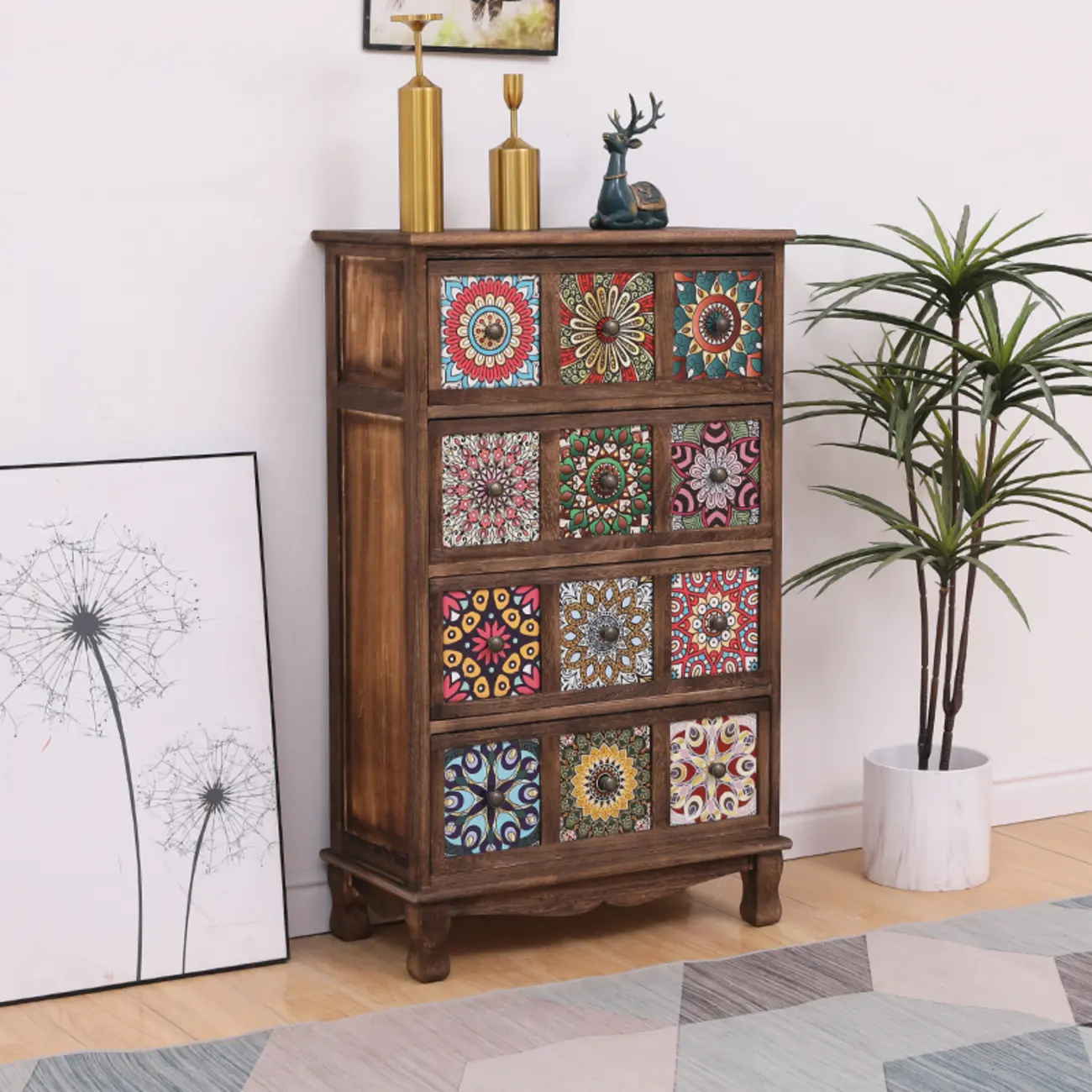 Mid-Century Modern Cabinet with Decorative patterns for Home Image - 24 | homeyfad