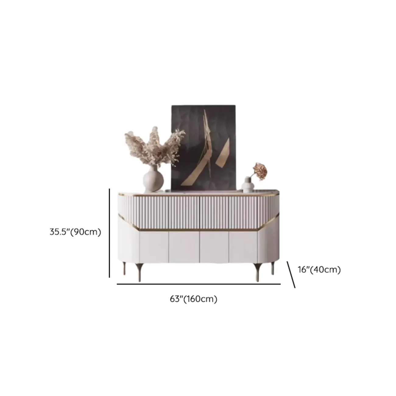 Modern White/Black Buffet Table with Cabinets Image - 10 | homeyfad