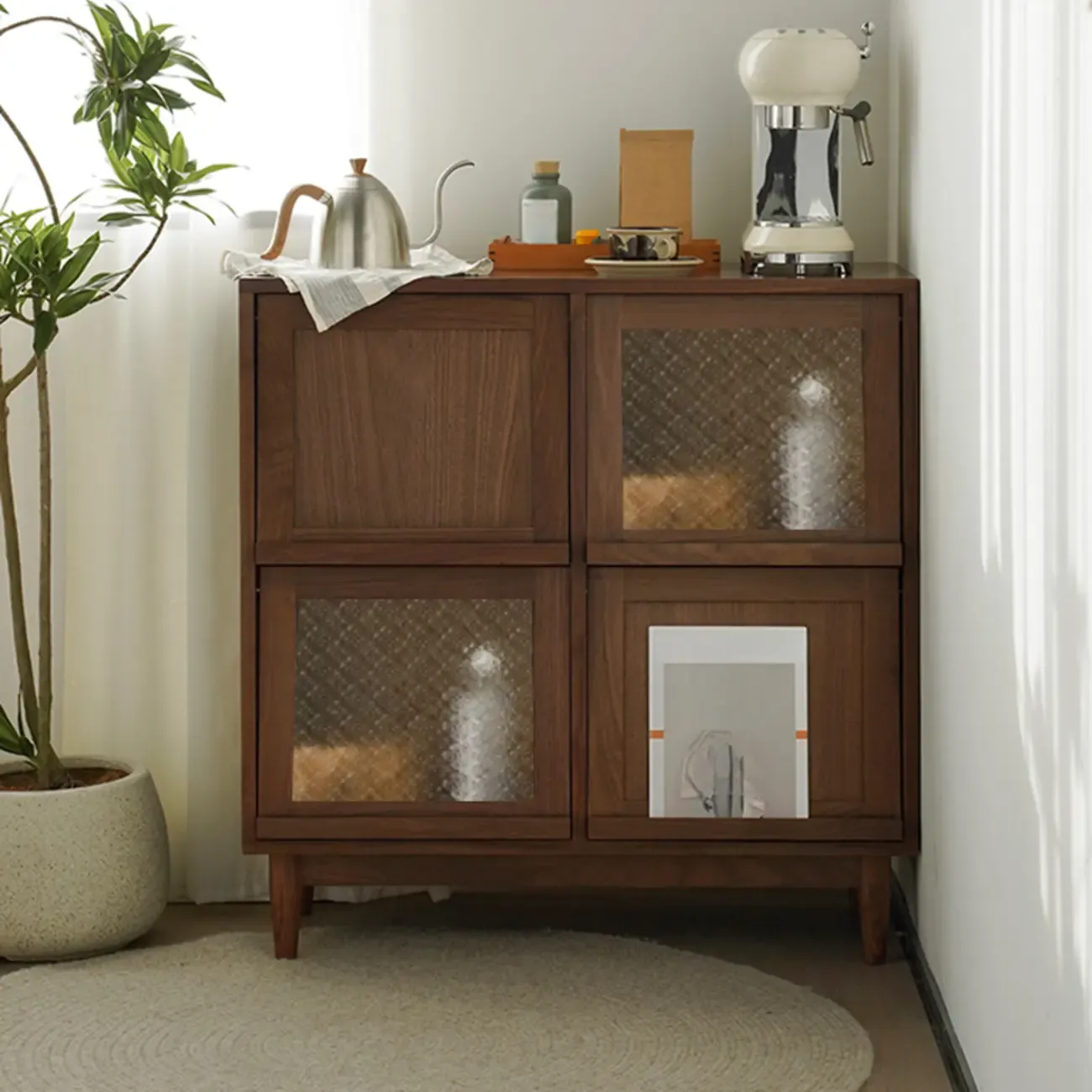 Standard Wooden Book Cabinet for Home, Natural Finish Image - 9