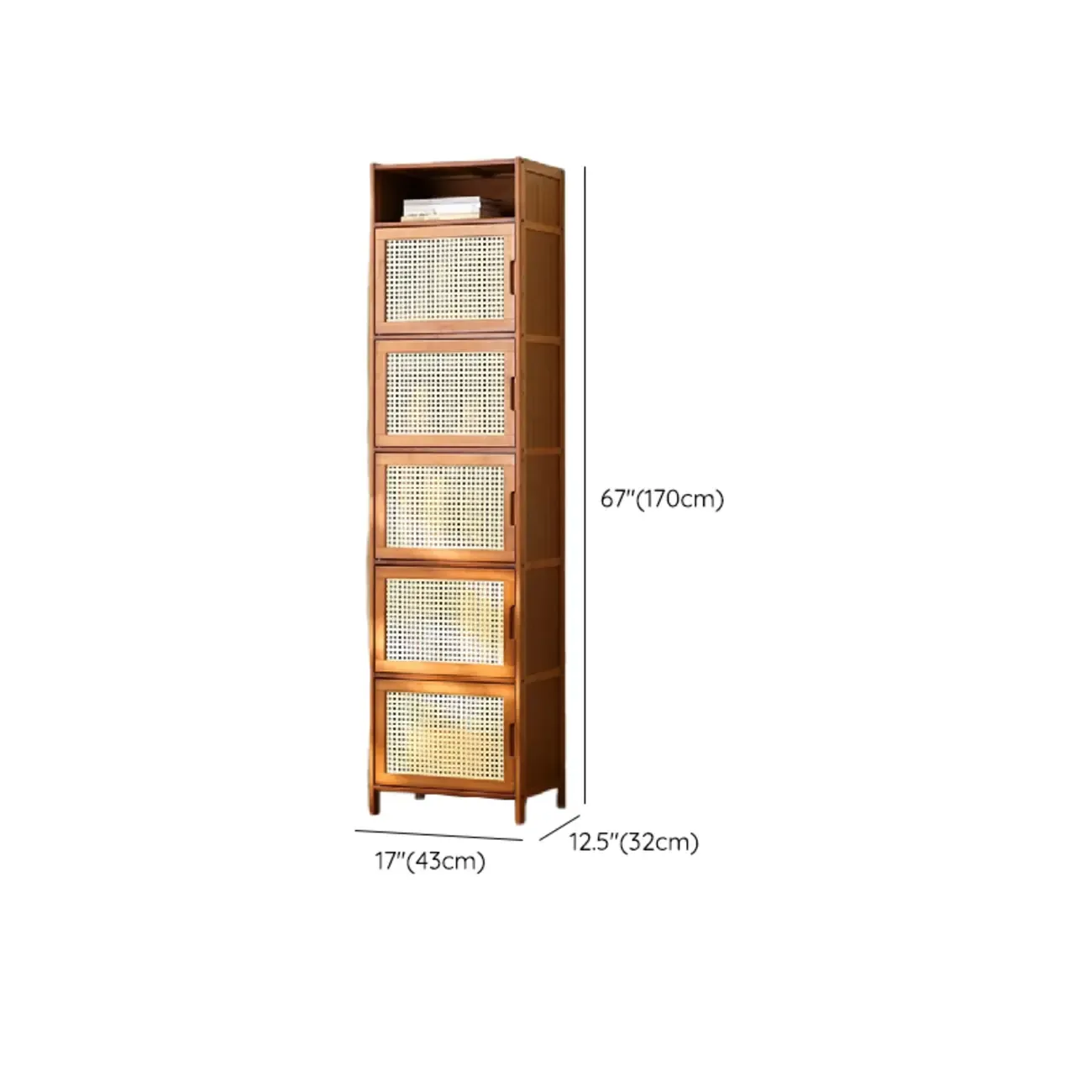 Wooden Bamboo Brown Storage Cabinets with Squared Legs Image - 30