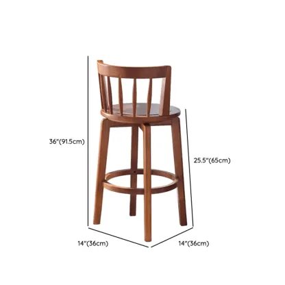 Mid-century Modern Wooden Upholstered Round Swivel Bar Stools Image - 14