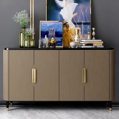 35.5" Glam Wooden Accent Cabinet for Living Room Decor Image - 4