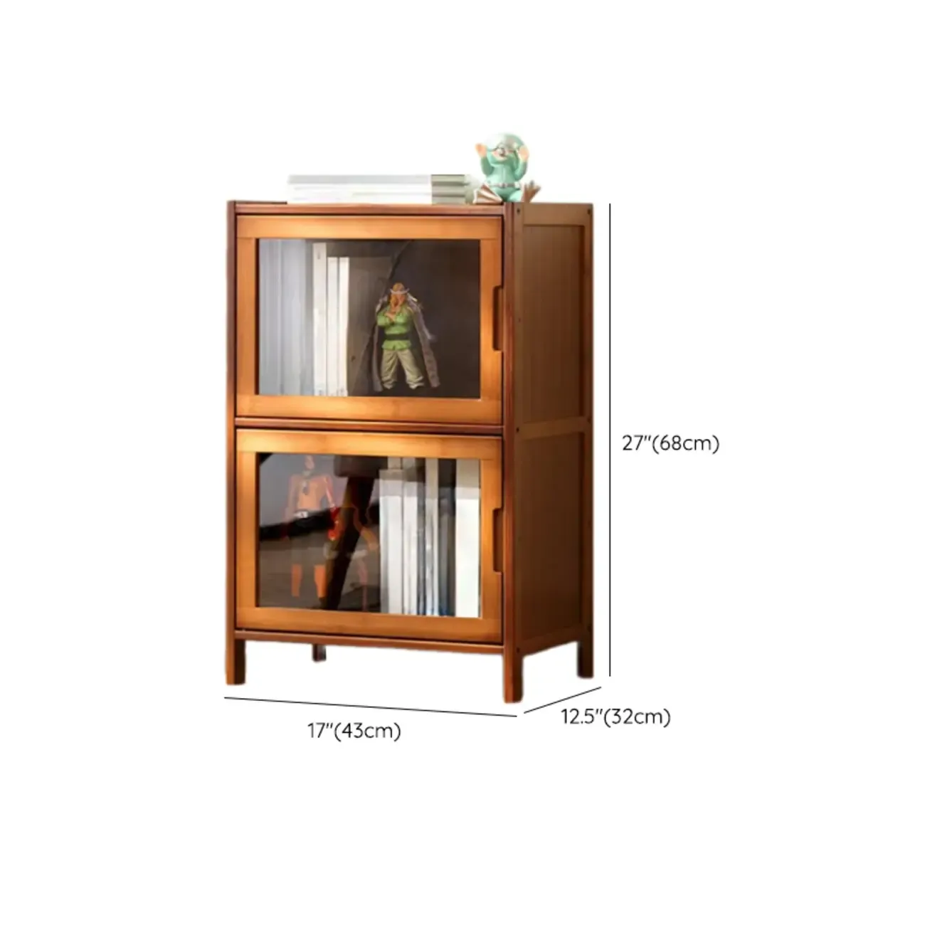Wooden Bamboo Brown Storage Cabinets with Squared Legs Image - 31