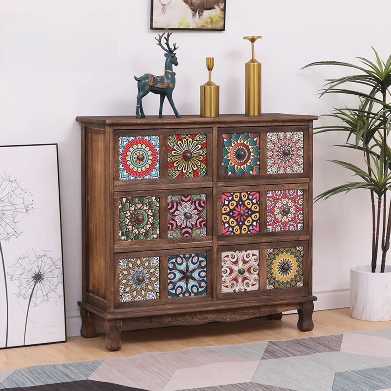 Mid-Century Modern Cabinet with Decorative patterns for Home Image - 25 | homeyfad