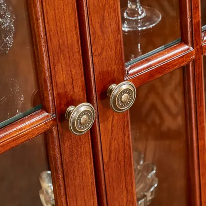 Classic Storage Corner Cabinet with Glass Doors & Shelf Image - 10