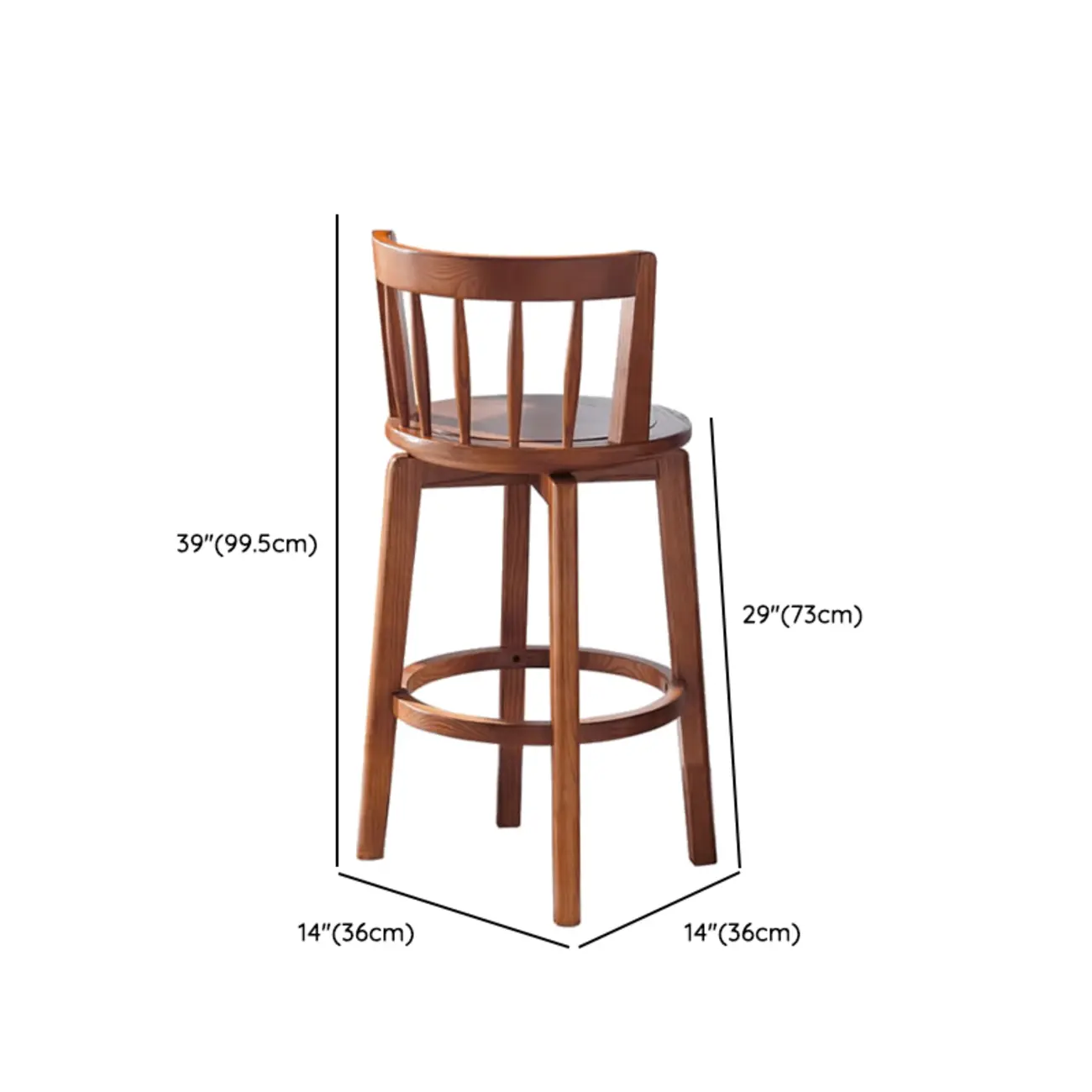 Mid-century Modern Wooden Upholstered Round Swivel Bar Stools Image - 15 | homeyfad