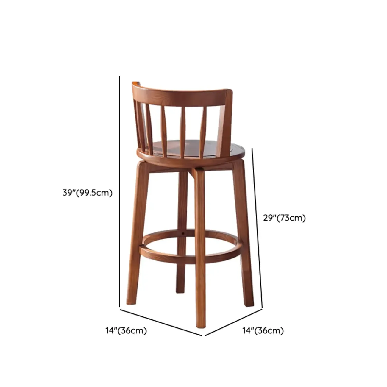 Mid-century Modern Wooden Upholstered Round Swivel Bar Stools Image - 15