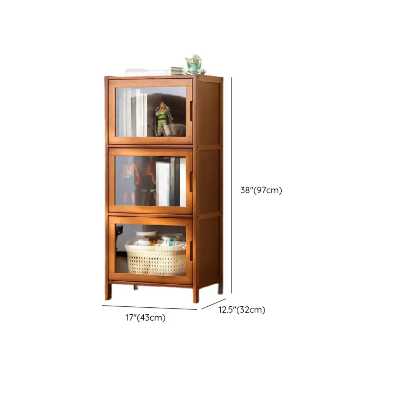 Wooden Bamboo Brown Storage Cabinets with Squared Legs Image - 32