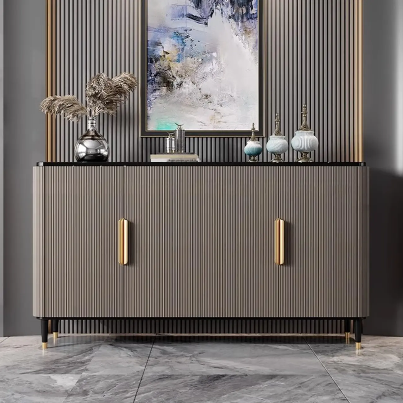 35.5" Glam Wooden Accent Cabinet for Living Room Decor Image - 5 | homeyfad