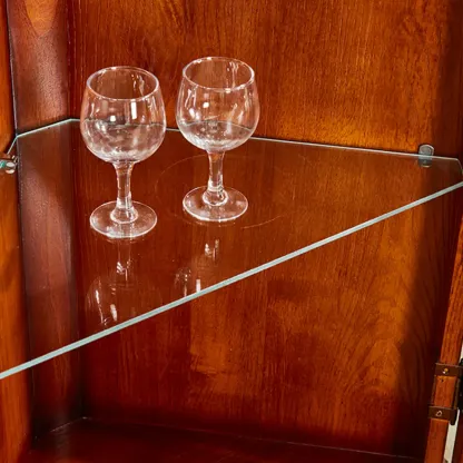 Classic Storage Corner Cabinet with Glass Doors & Shelf Image - 11