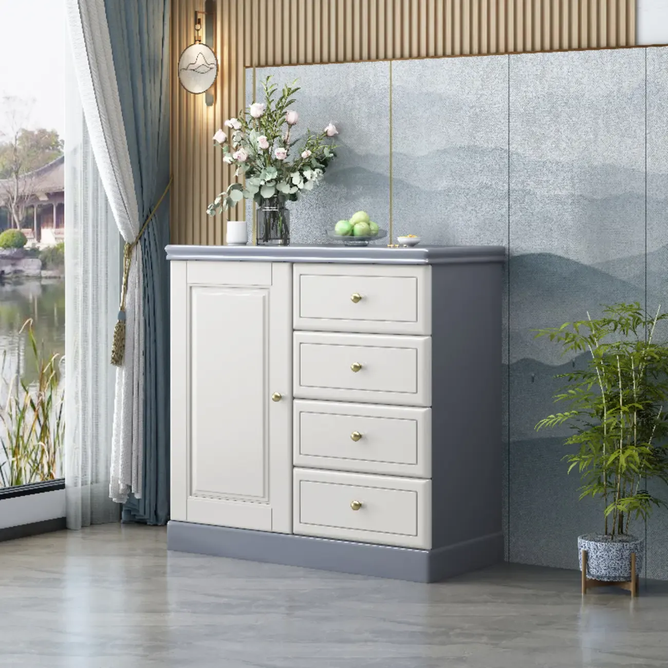 Modern Versatile Grey Wooden Cabinet for Home Storage Image - 28