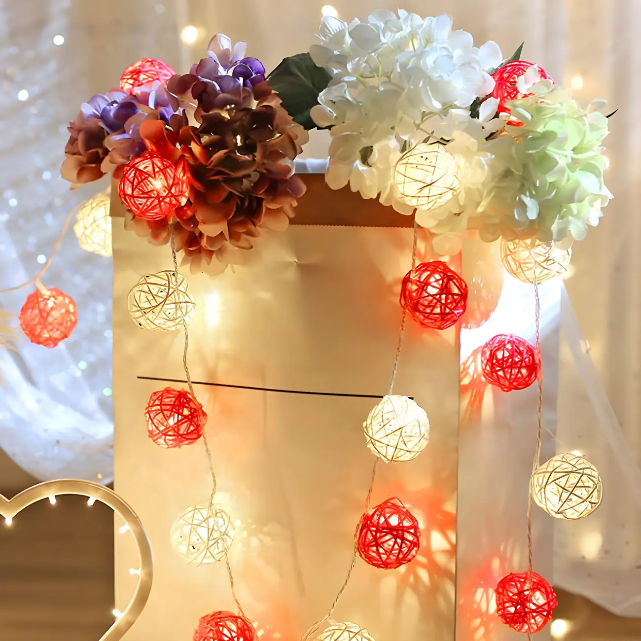 3M Lovely Rattan Ball LED String Lights for Courtyard Image - 2 | homeyfad