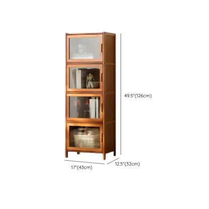 Wooden Bamboo Brown Storage Cabinets with Squared Legs Image - 33