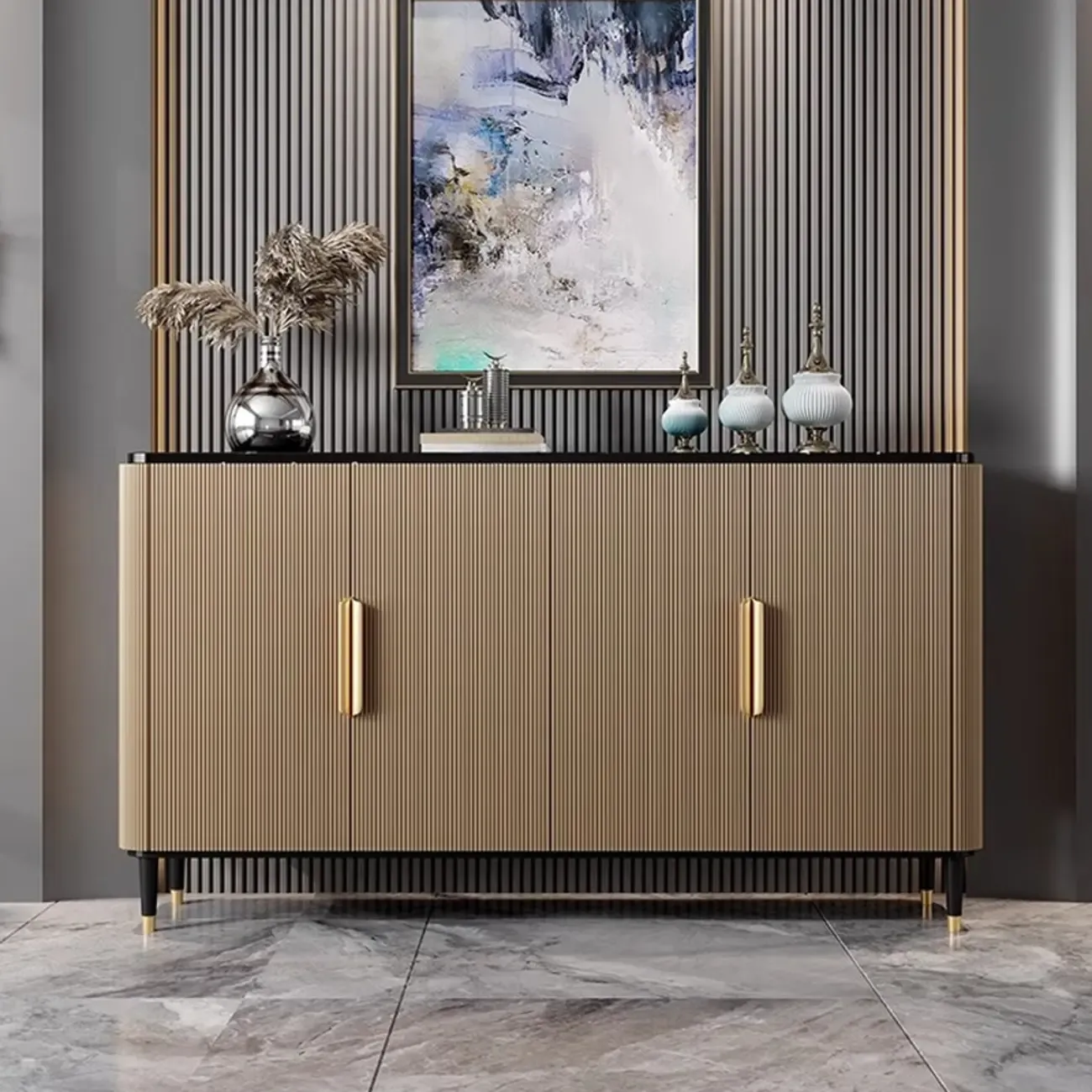 35.5" Glam Wooden Accent Cabinet for Living Room Decor Image - 6