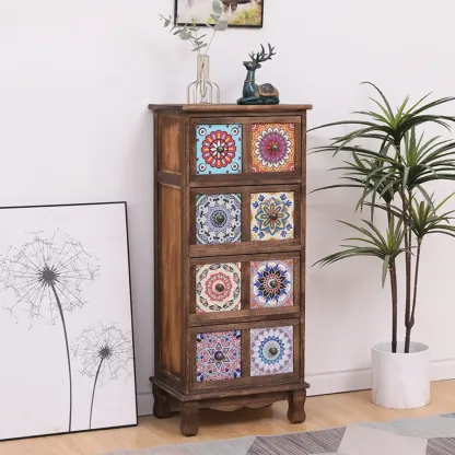 Mid-Century Modern Cabinet with Decorative patterns for Home Image - 27